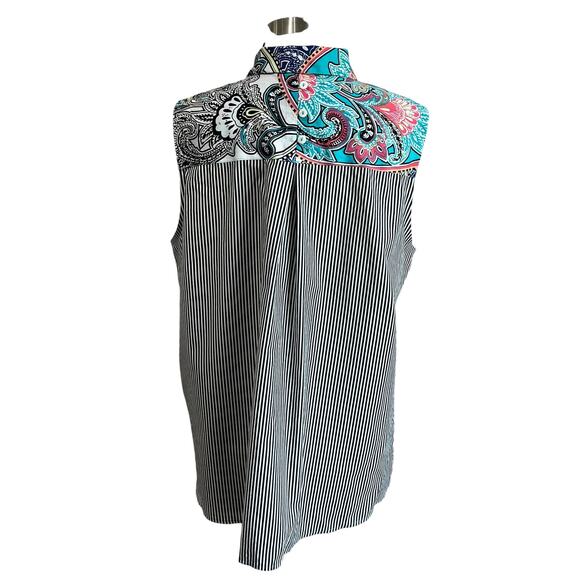 CHICO'S No Iron Sleeveless Button Front Short Sleeve Blouse Size XL - Picture 2 of 8